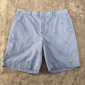 J. McLaughlin Mens Size 42 Blue Martini Glass Embroidered Chino Shorts Preppy